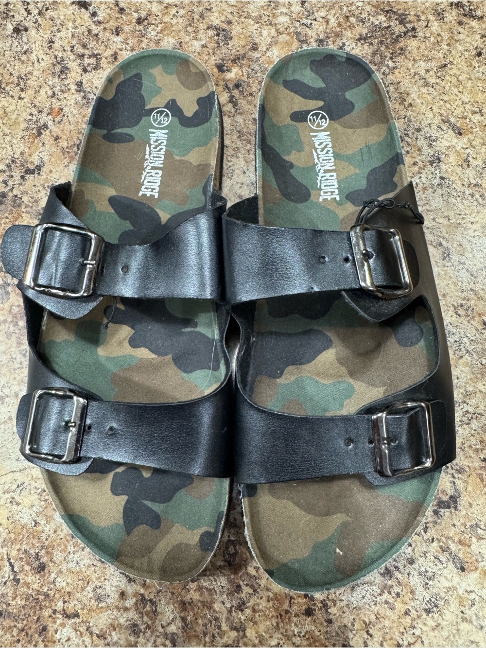 Mission Ridge Camo Footbed Double-Buckle Slide Sandals -  size 11/12 NWOT